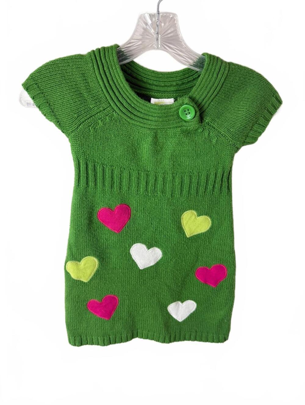 Crazy 8 Green Knit Sweater Dress with Heart Accents Girls XS 4